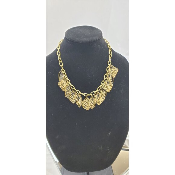 Multi-Layered Leopard Colored Necklace Squares & Teardrop Design Fashion - Picture 3 of 13